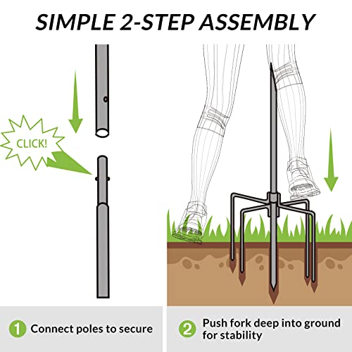 9.4FT Outdoor Metal String Light Pole with 5-Prong Fork Steel Stand S720