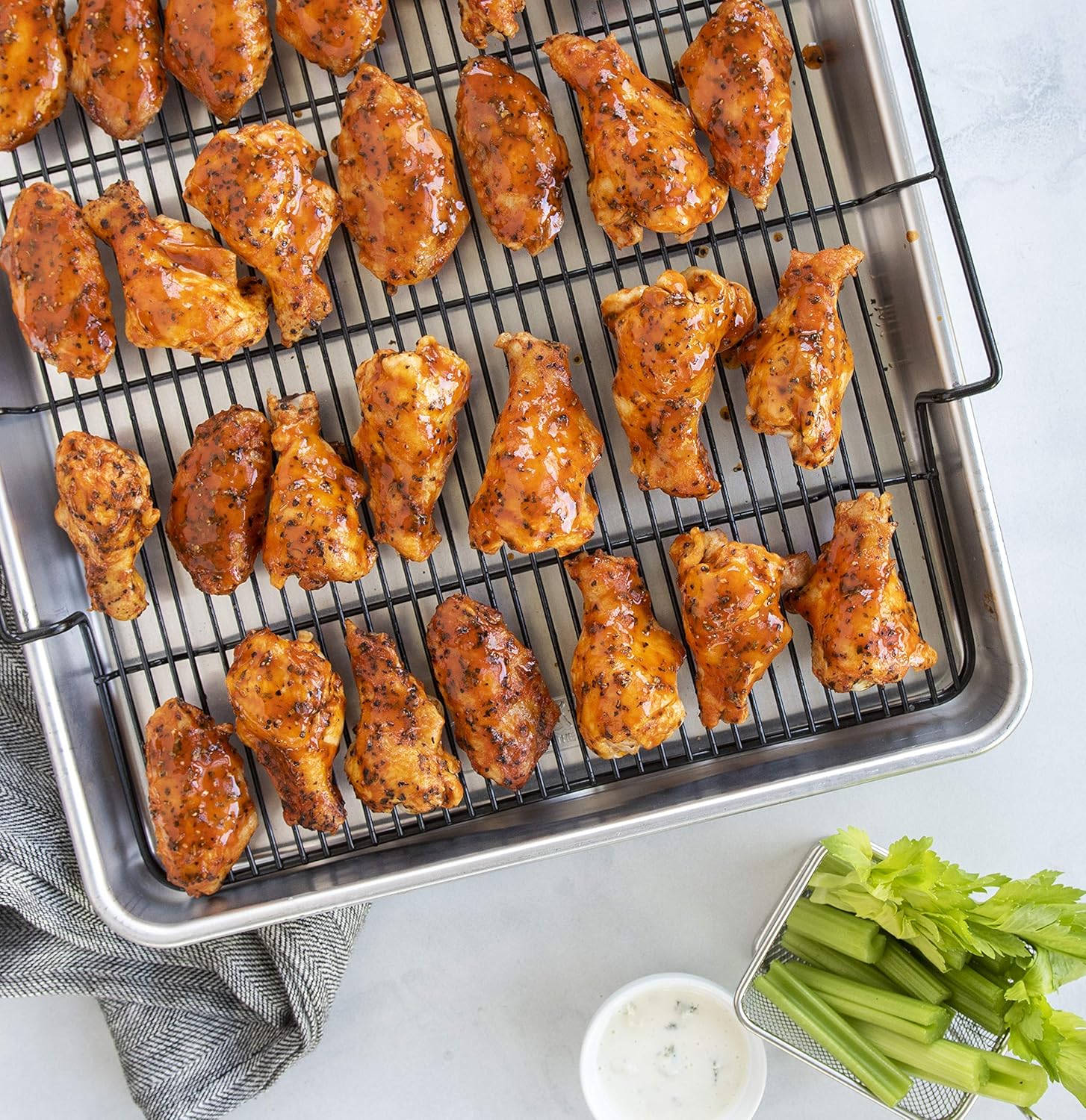 Extra Large Oven Crisping Baking Tray with Rack, Silver P385