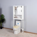 Over-the-Toilet Storage Cabinet with Adjustable Shelves and Barn Door 27.16 x 9.06 x 67 inch V64083
