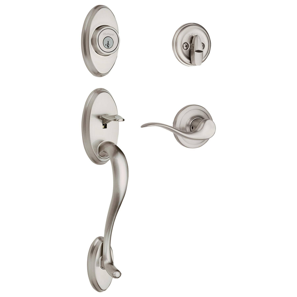 Satin Nickel Single-Lock Keyed Entry Door Handleset J5134