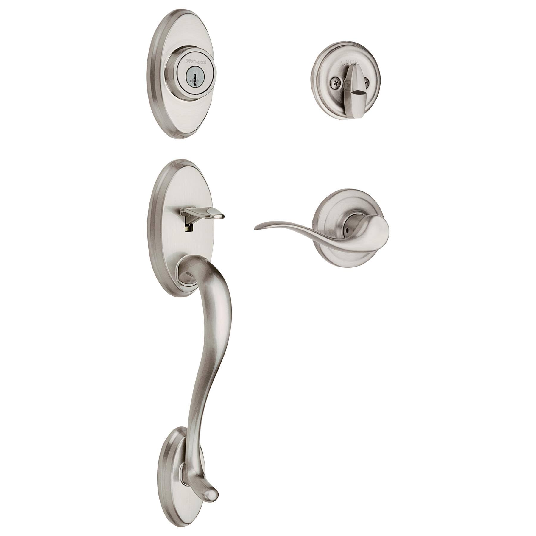 Satin Nickel Single-Lock Keyed Entry Door Handleset J5134