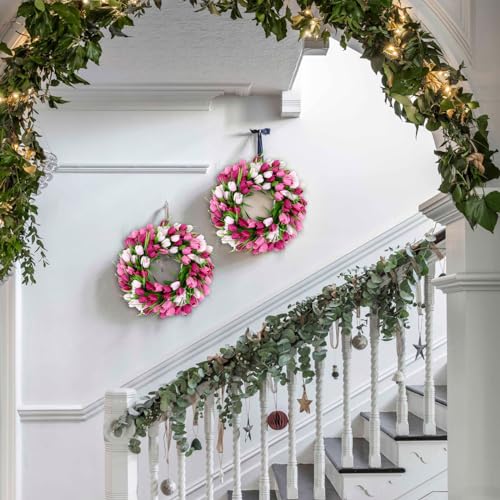 20Inch Silk Tulip Wreath with Green Leaves S653