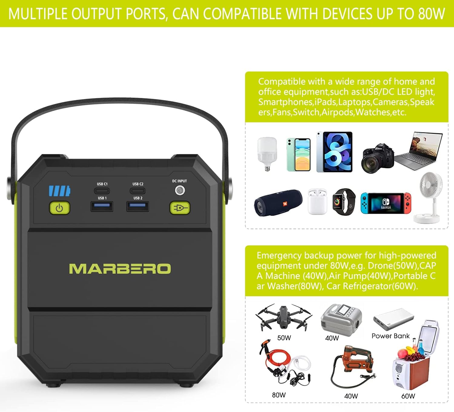 83Wh 22500mAh Portable Power Station with AC Outlet 4 USB Ports L209