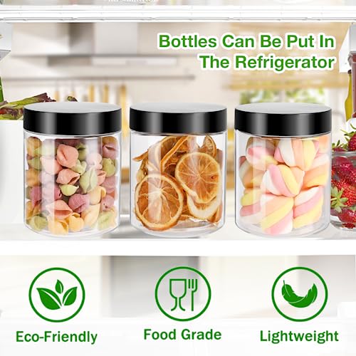 6 Pack 8 oz Clear Plastic Jars with Lids M1737