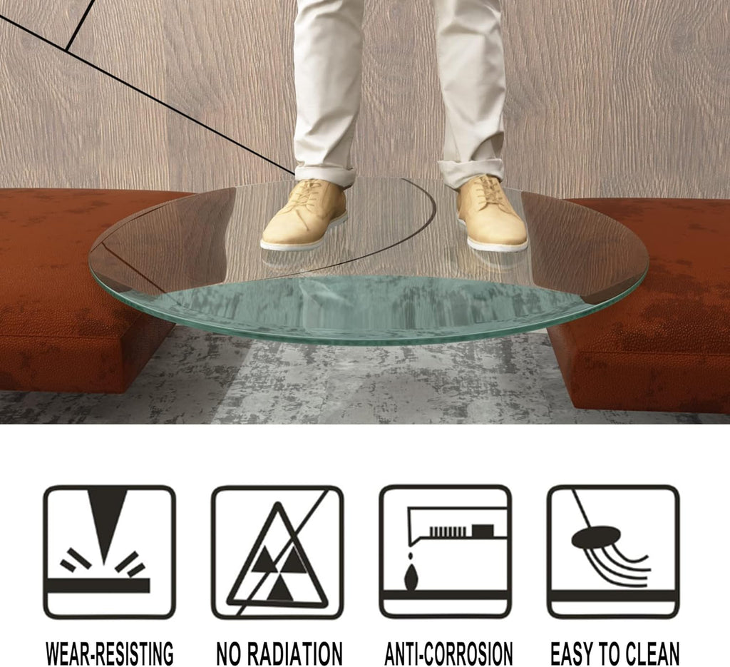 40 Inch Round Tempered Glass Table Top U597736