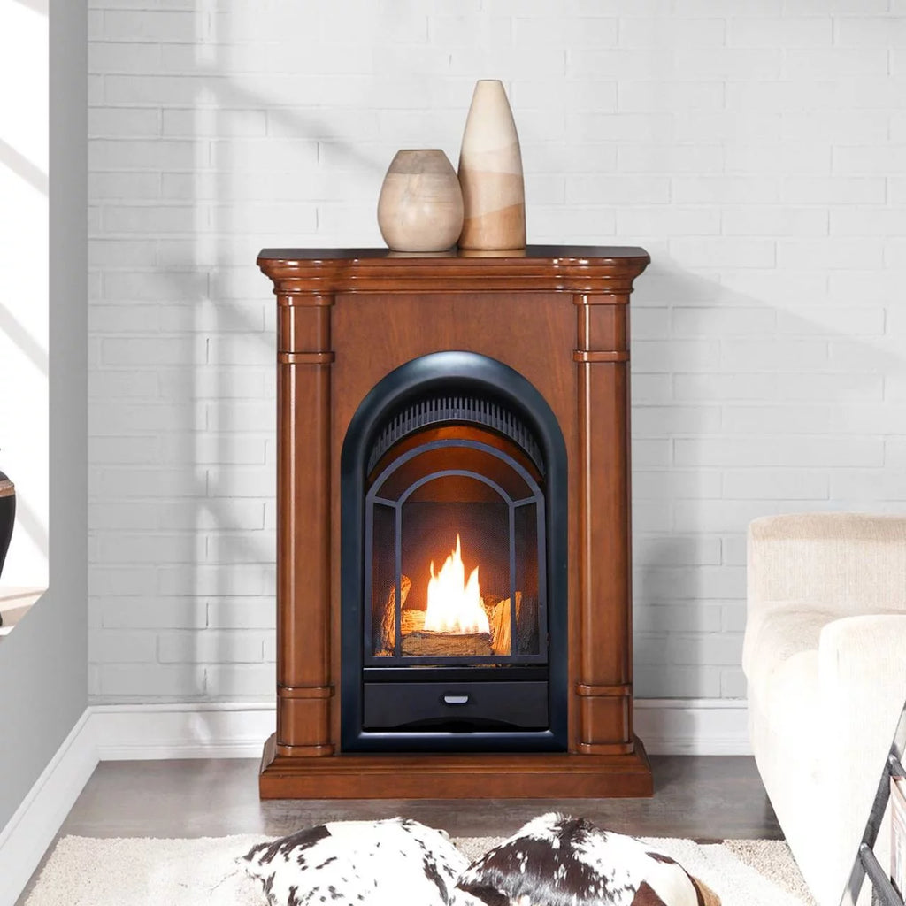 Ventless Fireplace System 10K BTU Thermostat Insert and Mantel E827