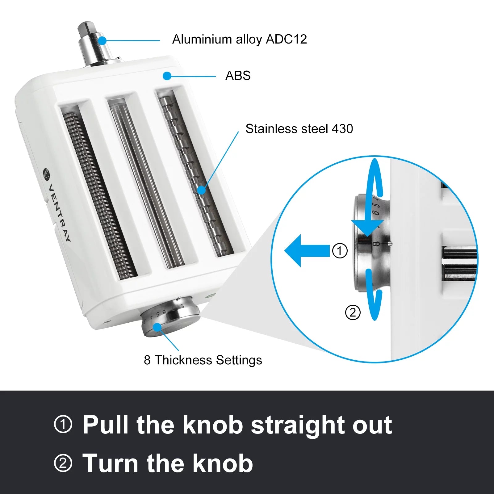 3 in 1 Pasta Maker Attachment for KitchenAid Stand Mixers with Cleaning Brush U508150