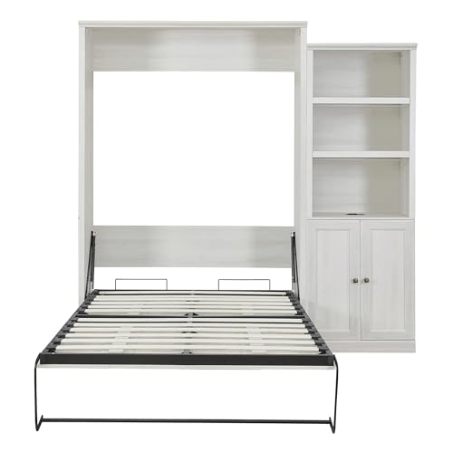 Queen Size Murphy Wall Bed with 1 Side Cabinet Storage Shelf N231856
