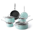 14 Piece Non-Stick Aluminum Cookware Set Black with Gold Handles F419052
