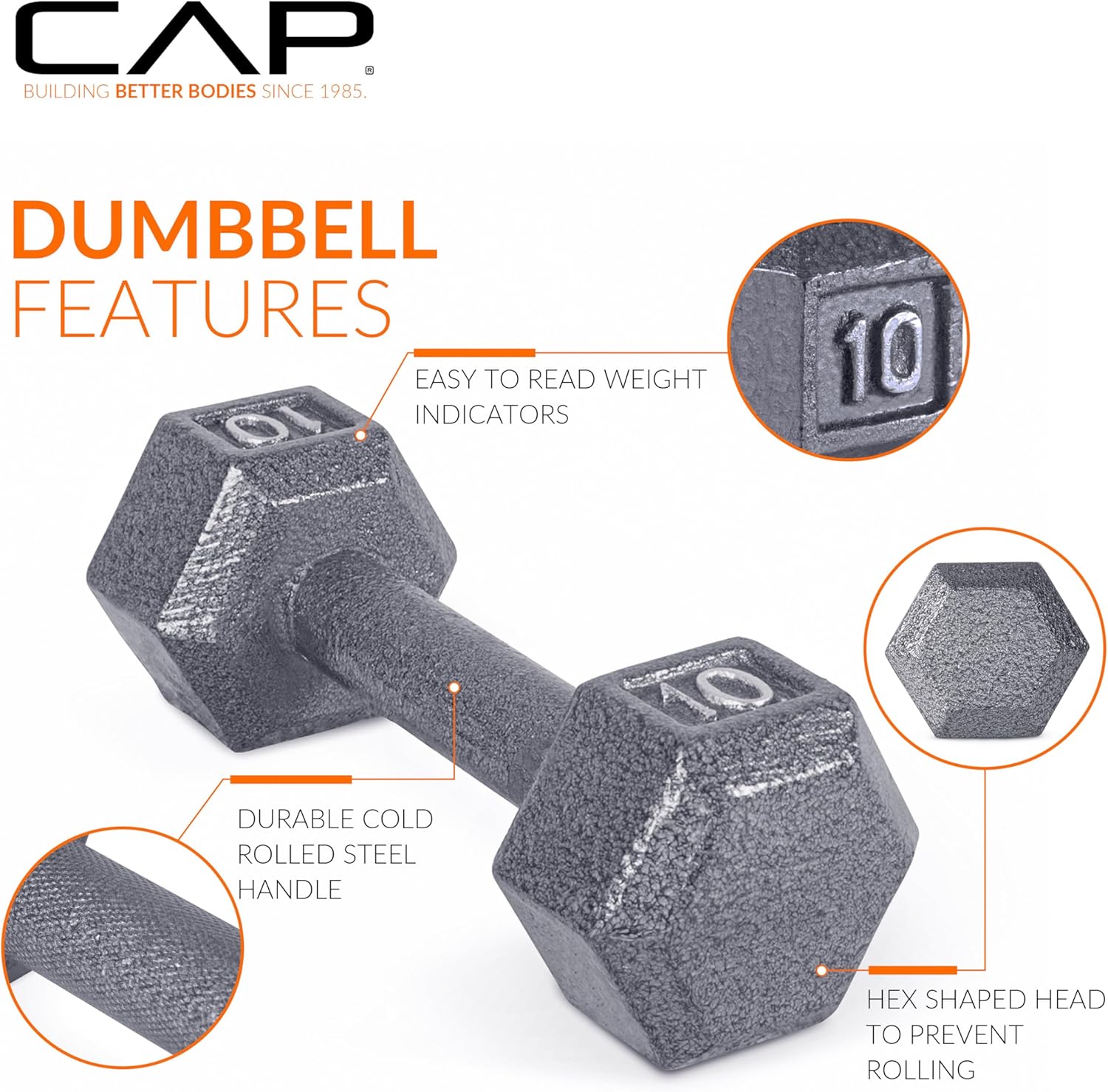 25 lb Cast Iron Hex Dumbbell N542502