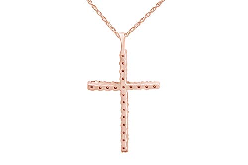 0.30 Carat 14K Solid Gold Round Diamond Cross Pendant L87256
