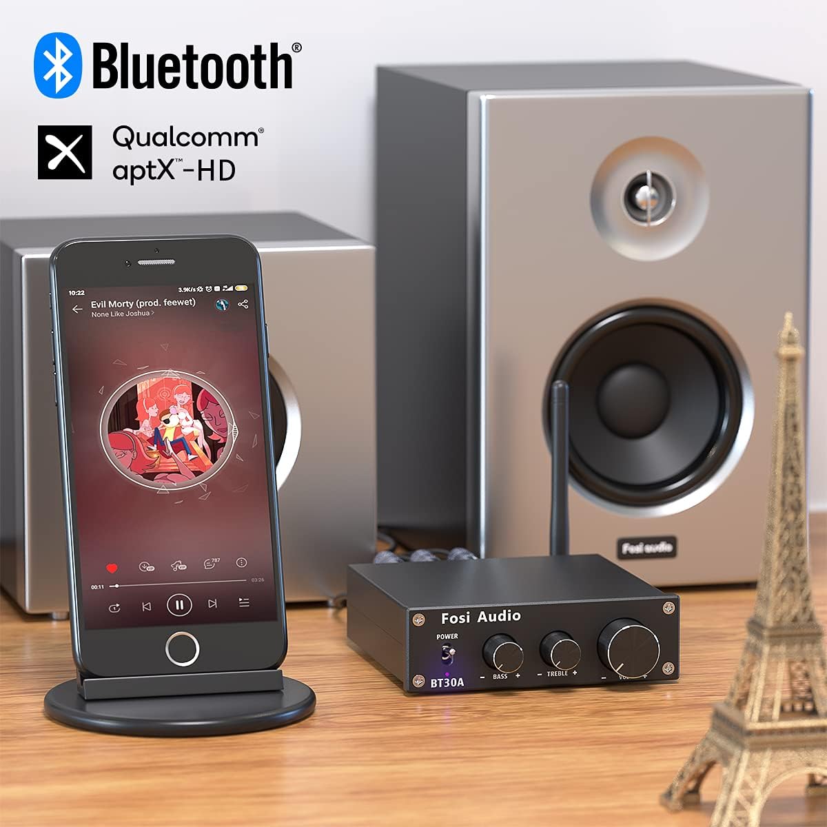 Bluetooth 5.0 Stereo Audio Amplifier 2.1 Channel Class D Mini Hi-Fi Integrated Digital Amp with Bass and Treble Control 50Watt x2+100Watt for Home Passive Speakers Subwoofer Pack of 2 E4313