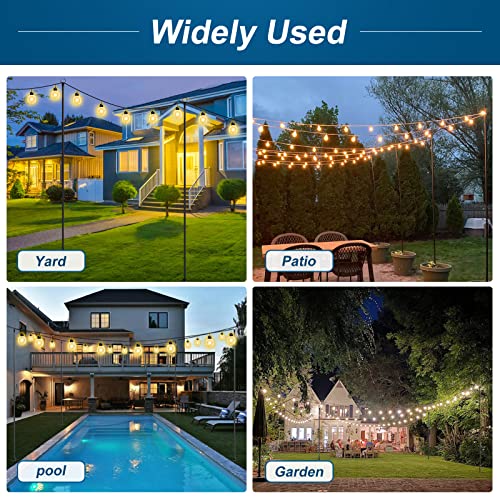 9.4FT Outdoor Metal String Light Pole with 5-Prong Fork Steel Stand S720