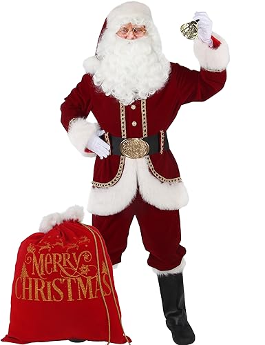 11pcs Red Adult Santa Suit C64454