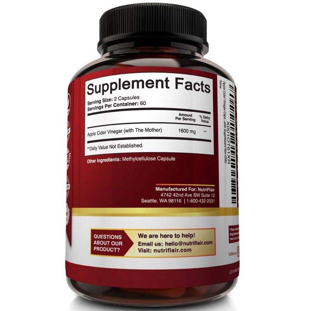 1600mg 120 Capsule Apple Cider Vinegar Capsules X482