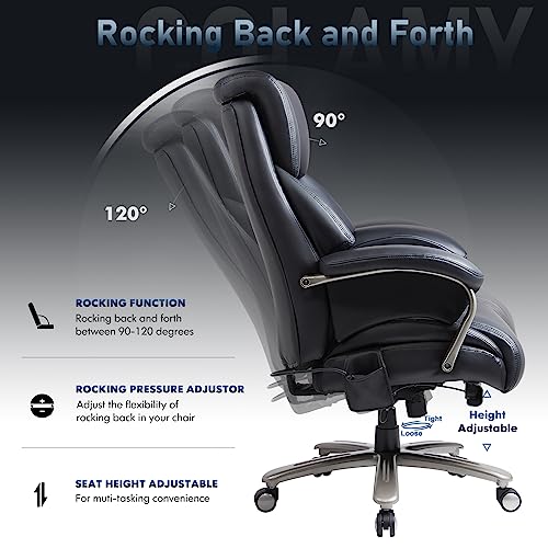 Big and Tall Heavy Duty Leather Office Chair with Wide Seat Black Y335445