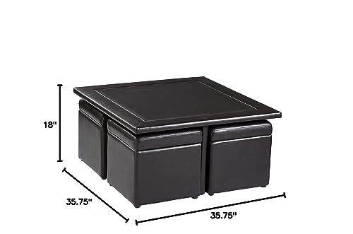 Dark Chocolate Nesting Coffee Table and Storage Ottomans Set H559
