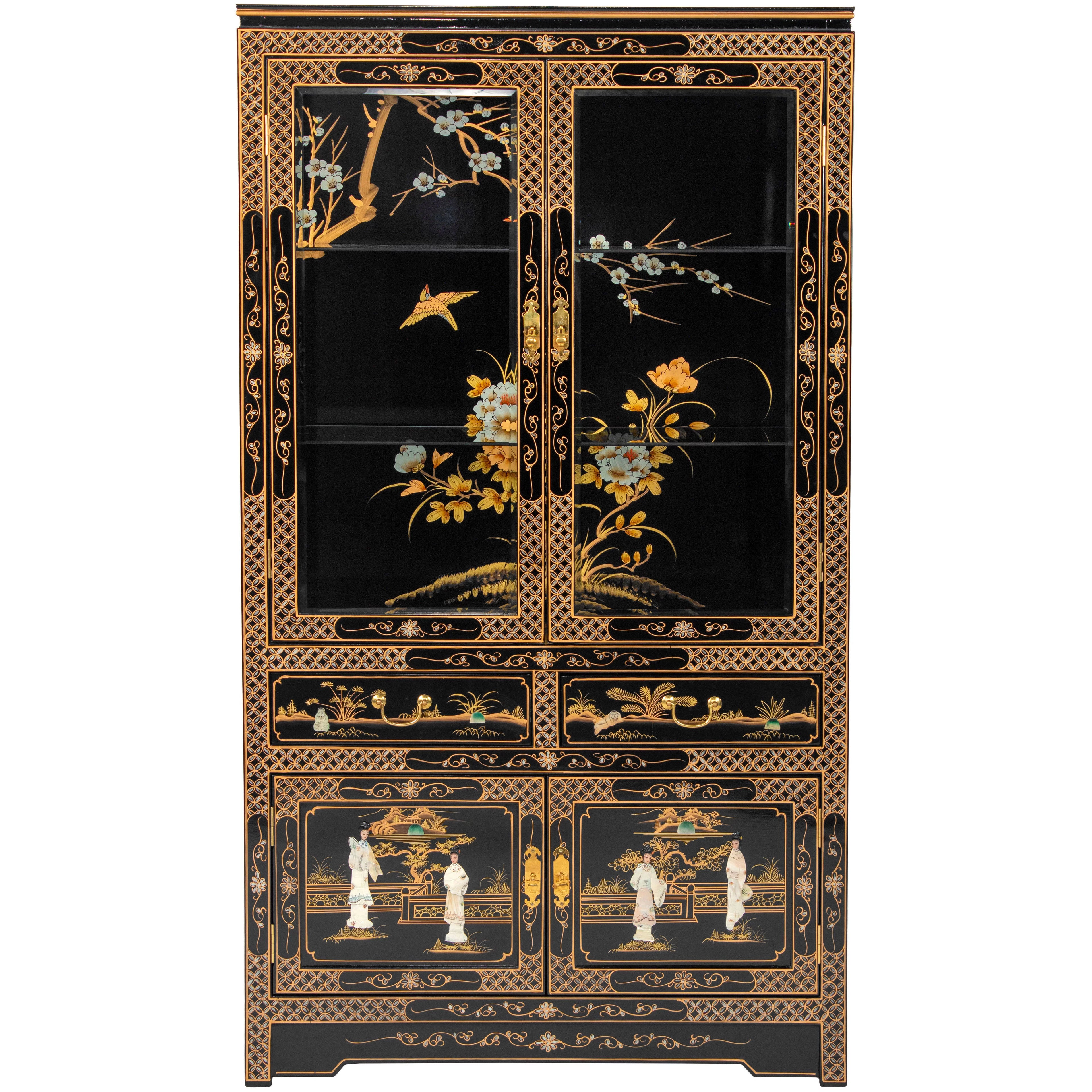 Black Lacquer China Cabinet T1320