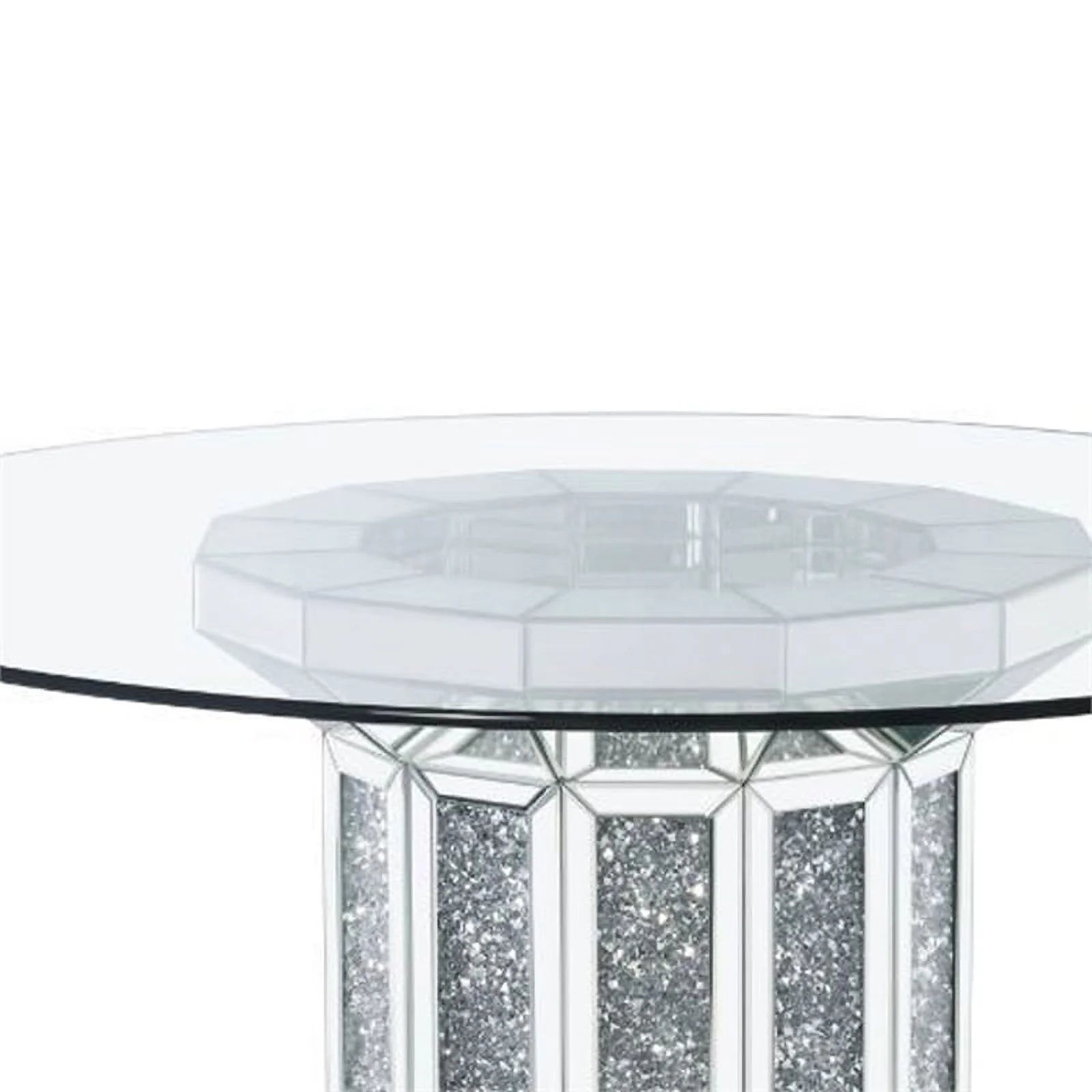 Round Glass Top Dining Table with Silver Base K80132