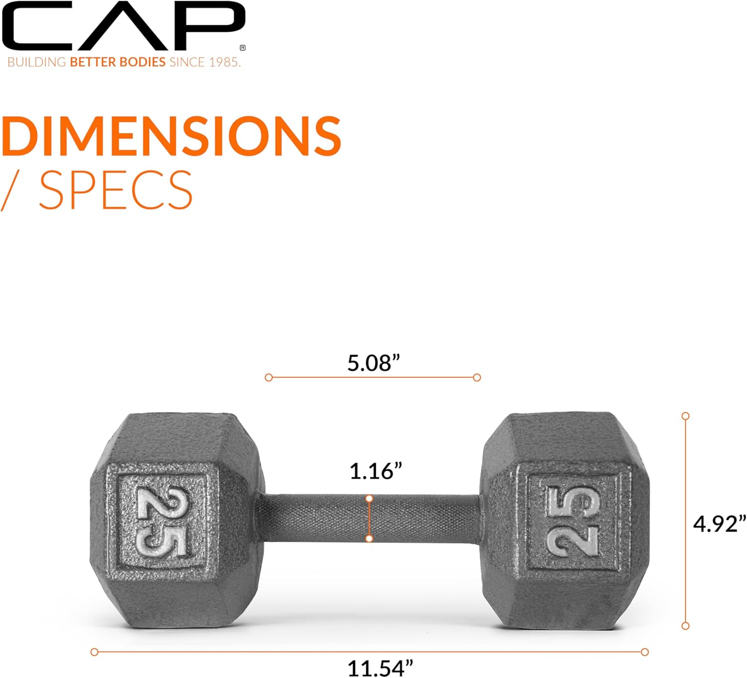 25 lb Cast Iron Hex Dumbbell N542502