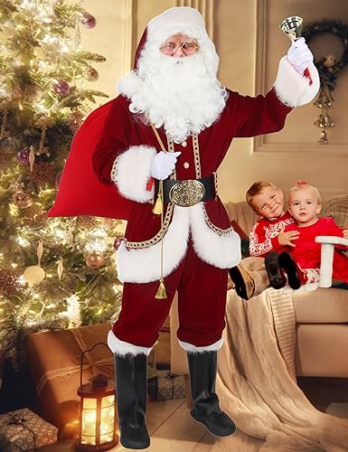 11pcs Red Adult Santa Suit C64454