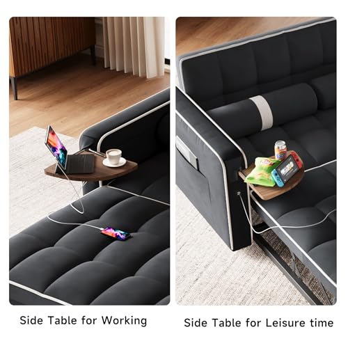 3 in 1 Sleeper Sofa Bed with Side Table, Orange G97058