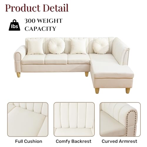 White L-Shape Sectional Sofa with Curved Armrests R3979