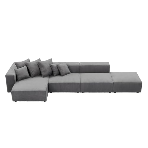 Cream Curved Boucle Modular Sectional Sofa Set 4 Seat P180402