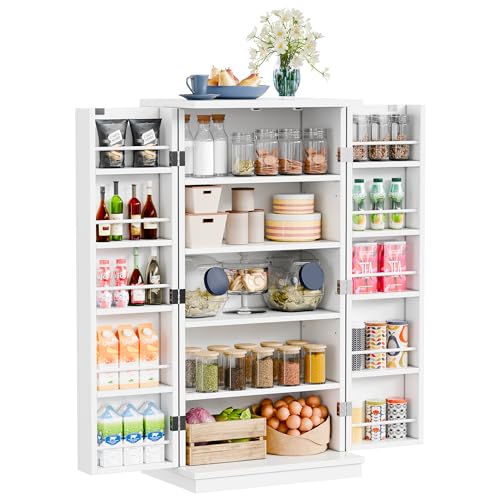Black Wooden Pantry Cabinet with Doors and Adjustable Shelves R5718