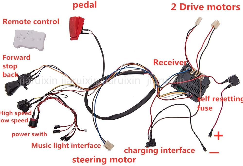 12V DIY Modified Wires Remote Control Circuit Board Wires Switch Gearbox with Motors Electric Ride On Car Accessories Pack of 2 P11769
