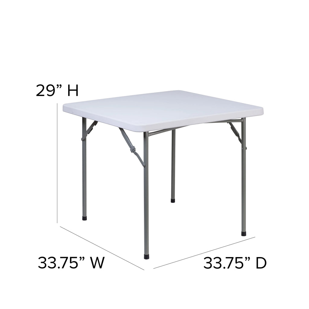 2.81-Foot Square Granite White Plastic Folding Table X71370
