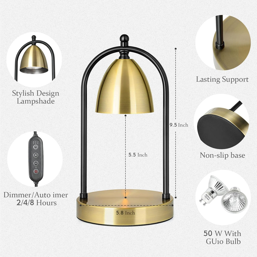 Gold Candle Warmer Lamp with Timer T144