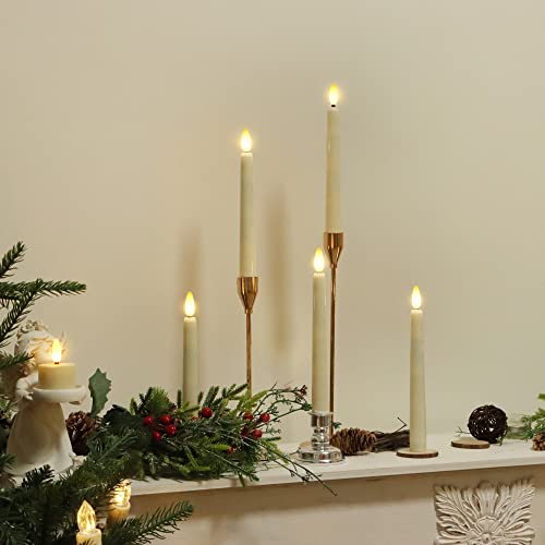 4PCS Battery Operated 8 Inch Warm White 3D Flame Taper Candles with Remote F754343