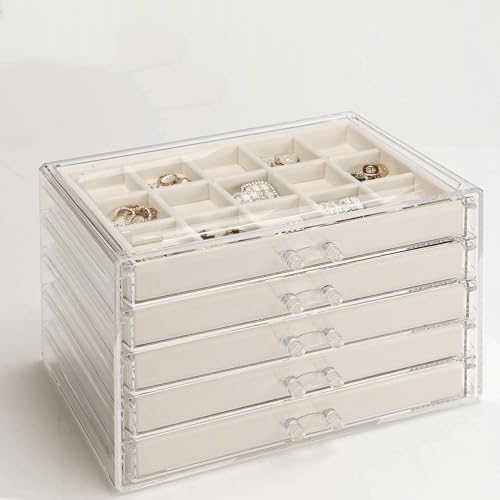 5 Drawers Clear Acrylic Jewelry Box N83926
