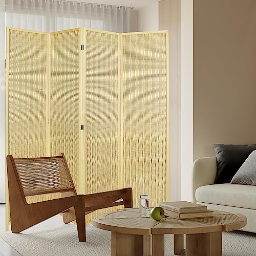 4 Panel Bamboo Room Divider with Shelves P699547