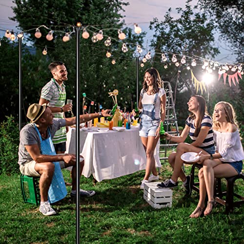 9.4FT Outdoor Metal String Light Pole with 5-Prong Fork Steel Stand S720