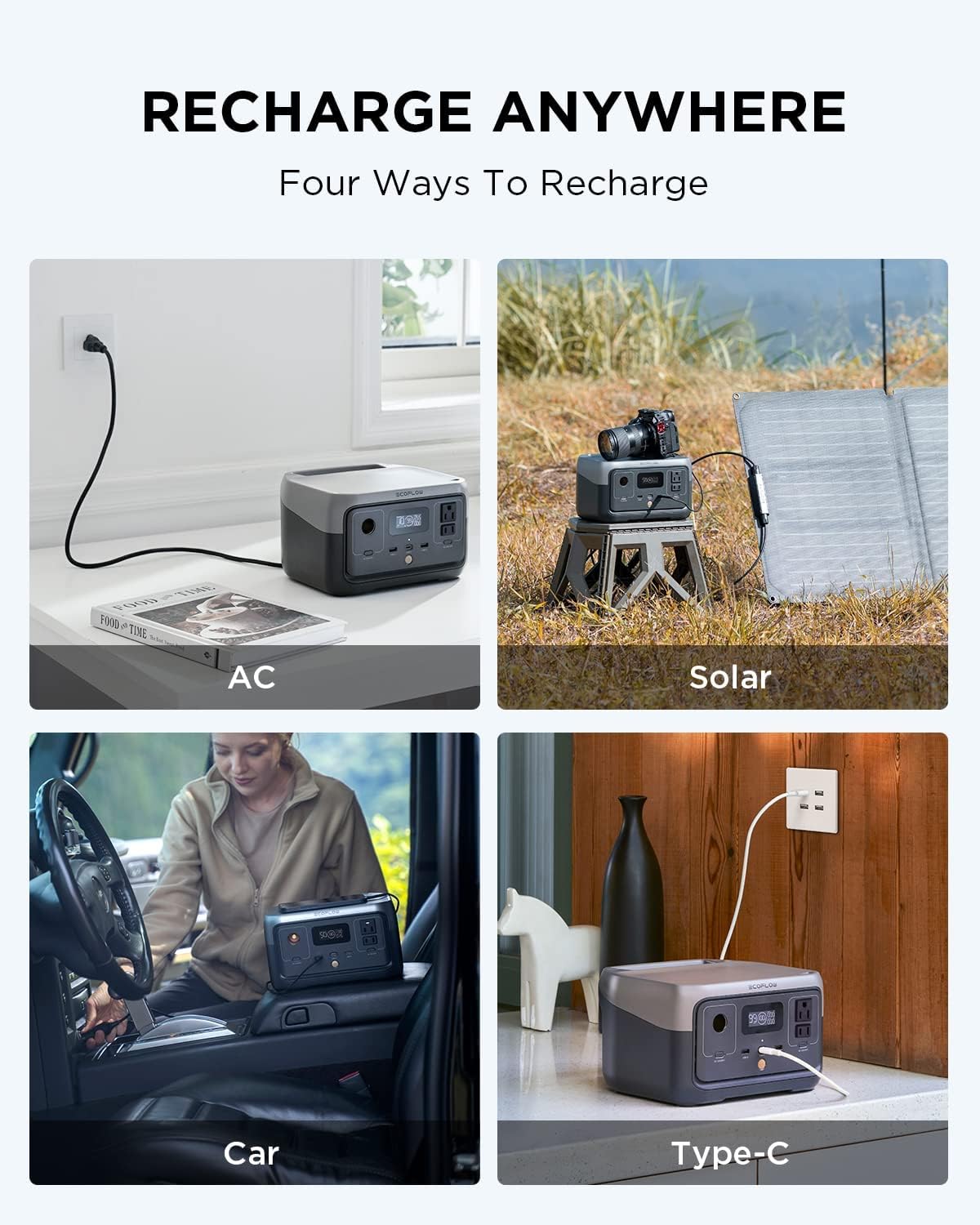Portable Power Station, 256Wh LiFePO4 Battery, 600W AC Outlets O75721