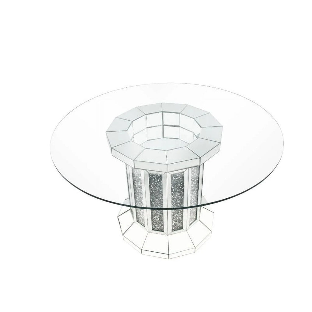 Round Glass Top Dining Table with Silver Base K80132
