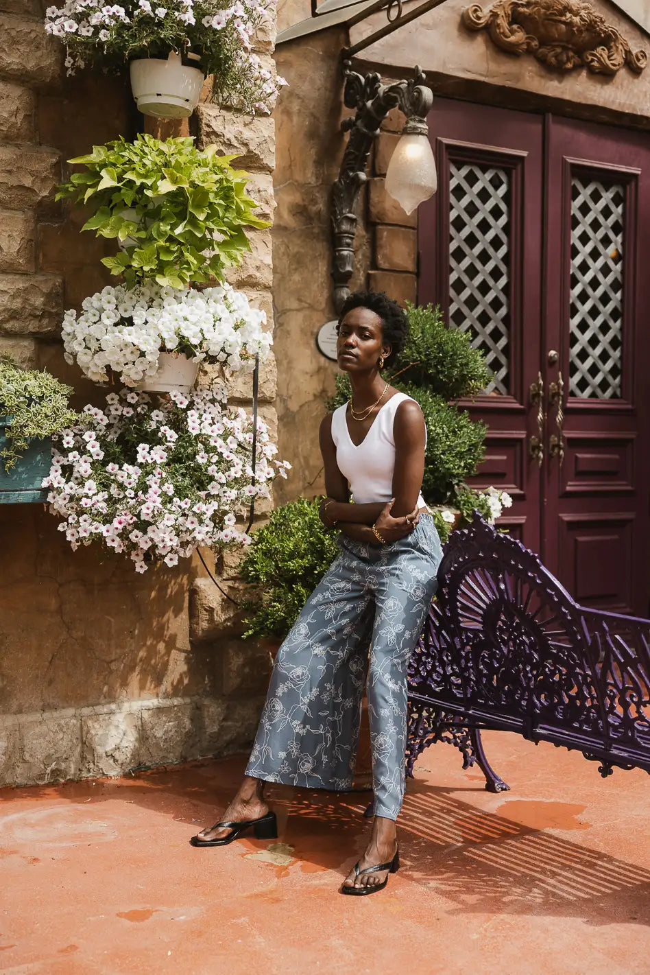 Floral Pants in Blue V678