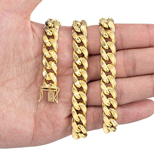 14k Yellow Gold Miami Cuban Link Chain Necklace C524