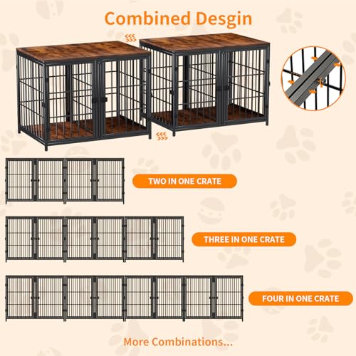 Large Wooden Dog Crate Furniture with Removable Divider K89923
