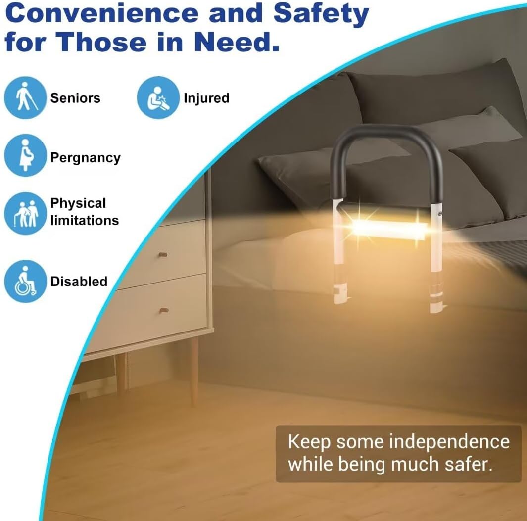 Bed Rail with Motion Light, Non-Slip Handle, Storage Pocket K730866