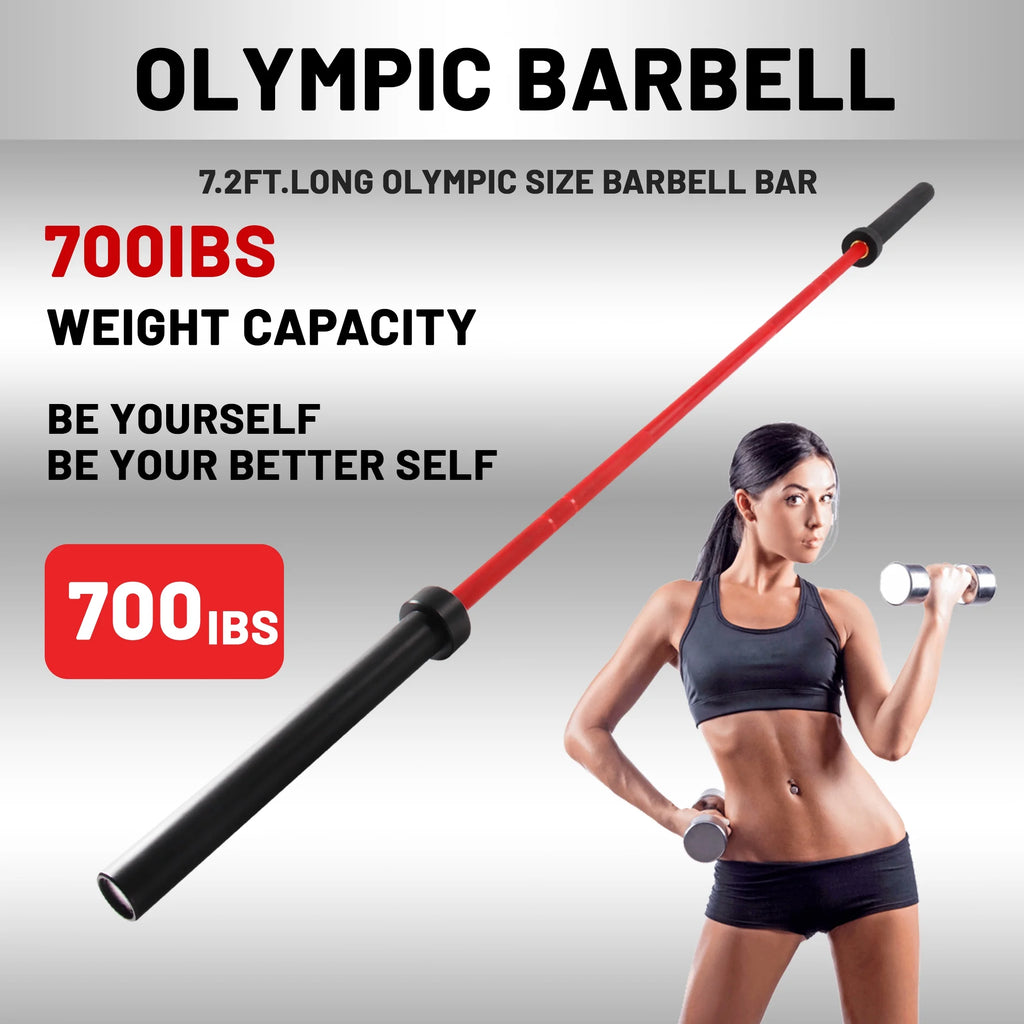 Red 7ft Olympic Barbell Bar F486