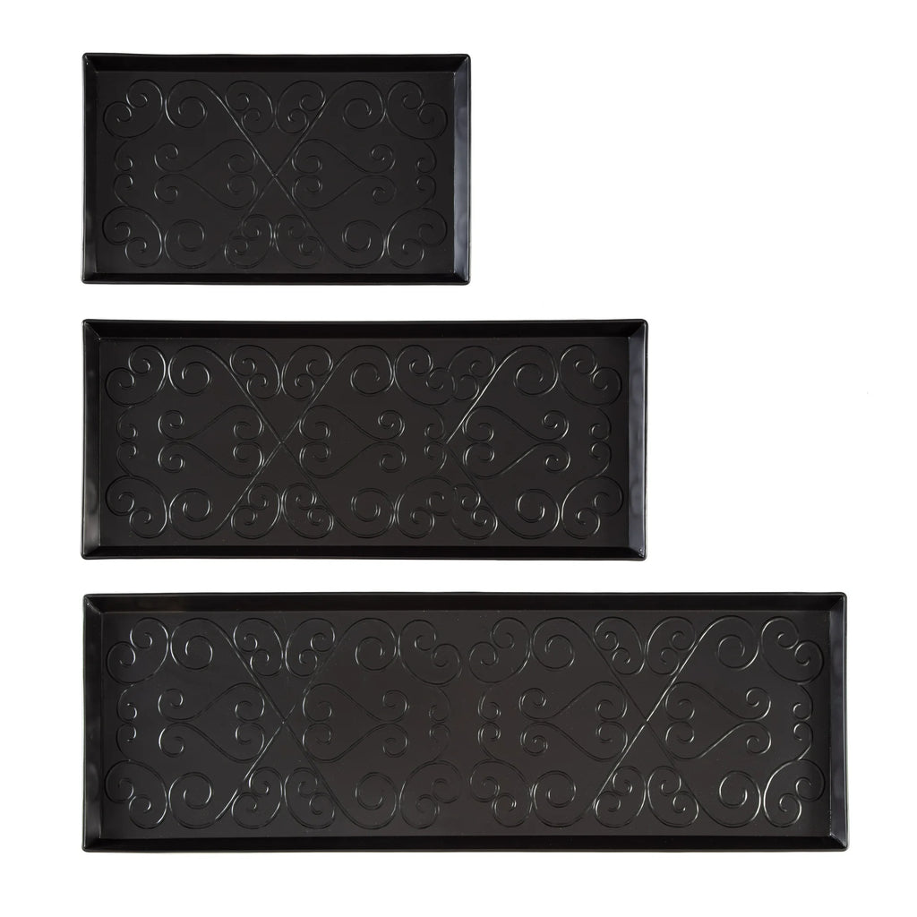 Black Metal Boot Tray with Coir Insert C7184