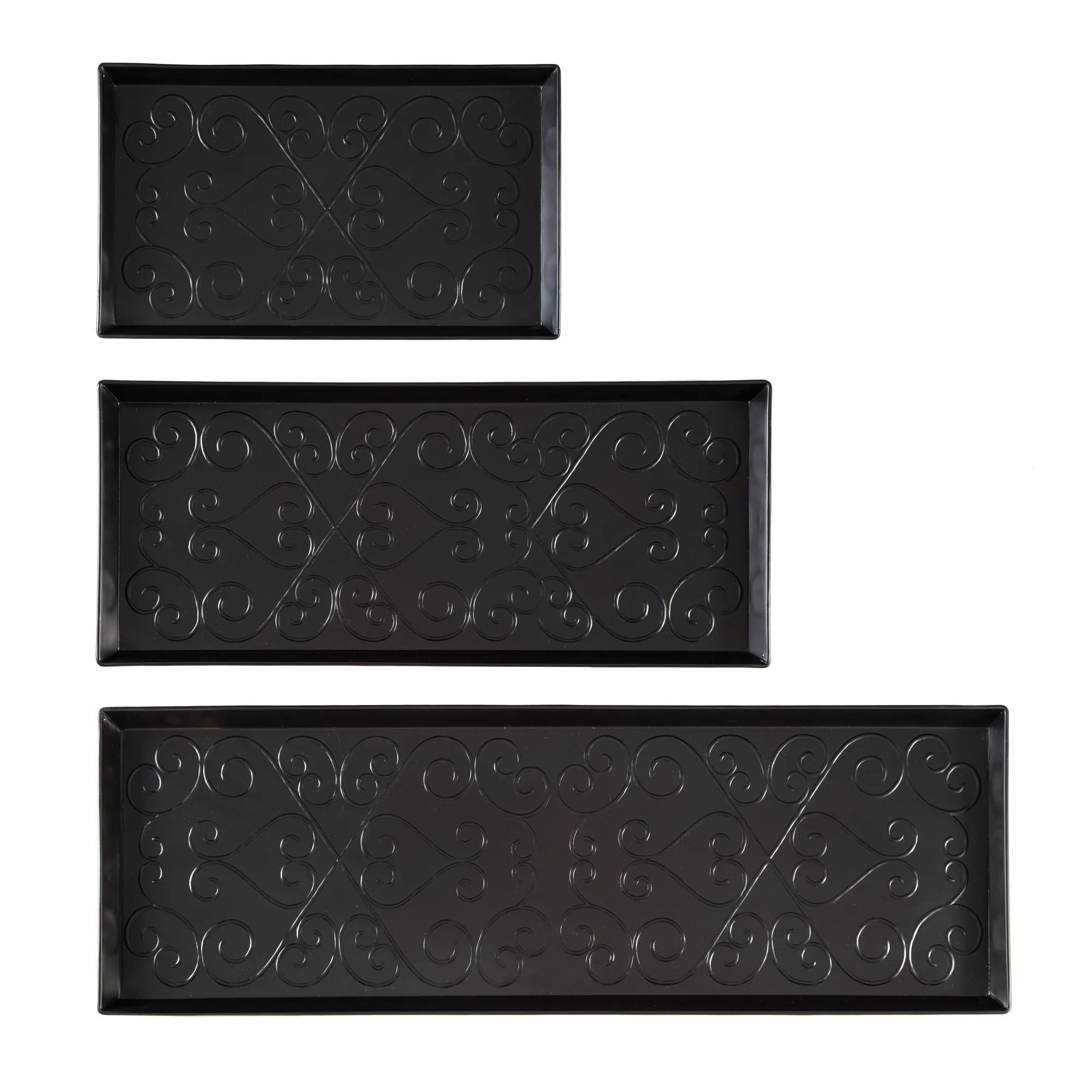 Black Metal Boot Tray with Coir Insert C7184