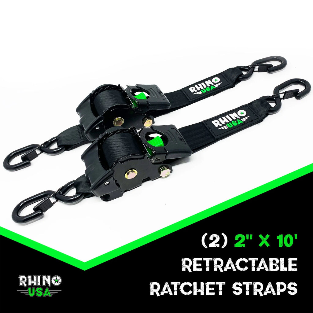 2" x 10' Retractable Ratchet Straps (2-Pack) I787
