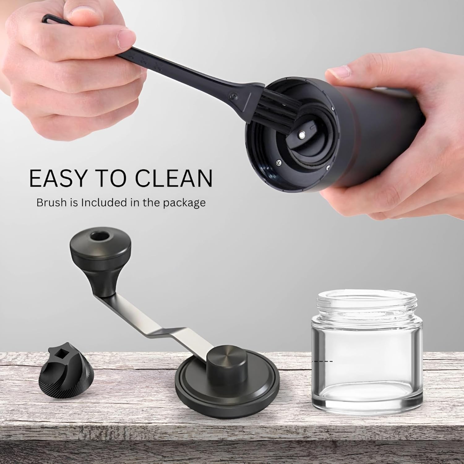 Adjustable Manual Coffee Grinder with Ceramic Burr Hand Crank Mill Black A3151