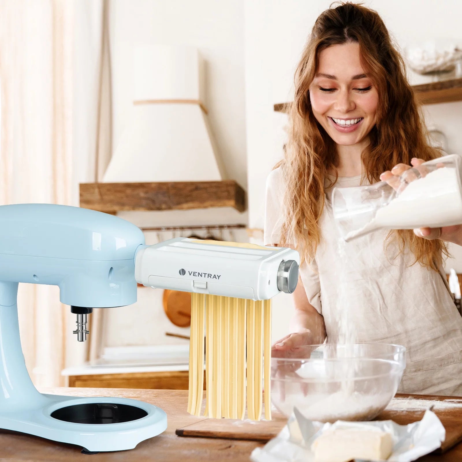 3 in 1 Pasta Maker Attachment for KitchenAid Stand Mixers with Cleaning Brush U508150