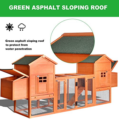 Large Metal Chicken Coop Hexagonal Walk-in Poultry Cage with Anti-UV Cover (13.1 * 8.6ft) D1196