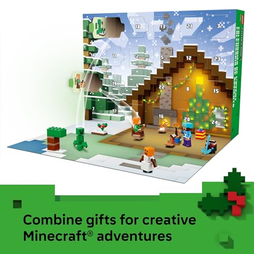 LEGO Minecraft Advent Calendar Building Toy with 24 Buildable Surprises and 8 Minifigures X119